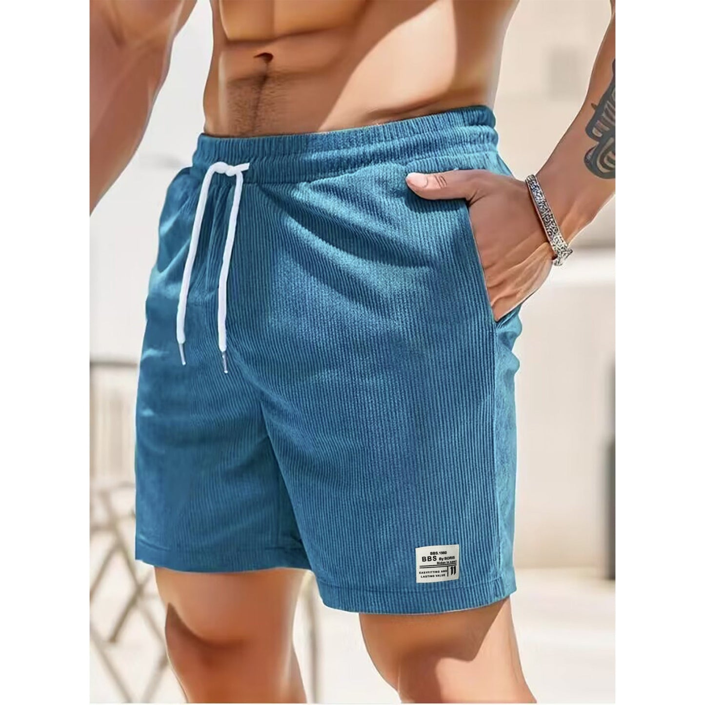 Zakenda | Azure Short de loisirs pour hommes avec grandes poches