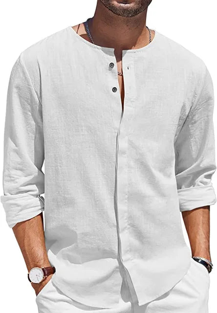 Zakenda | Chemise en lin noir Casual