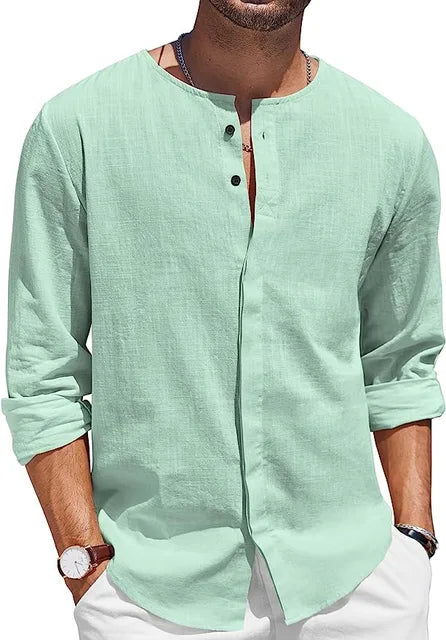 Zakenda | Chemise en lin noir Casual