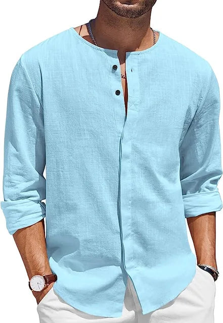 Zakenda | Chemise en lin noir Casual