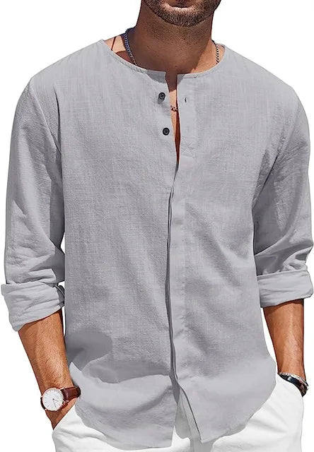Zakenda | Chemise en lin noir Casual
