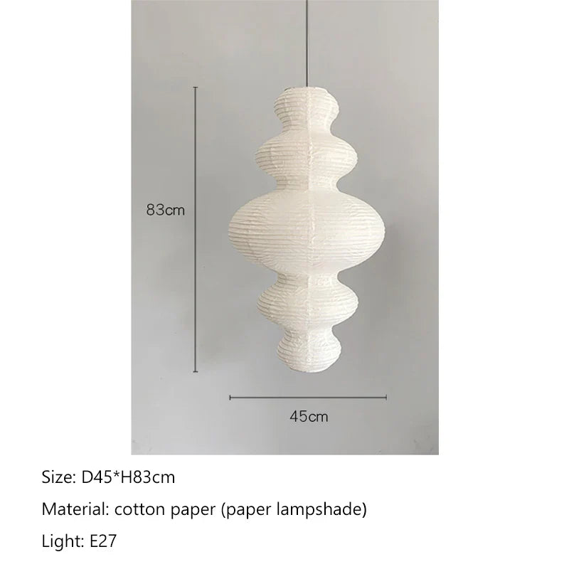 "Afralia™ Akari Rice Paper Pendant Lamp for Living Room Bedroom, LED Hanging Light"