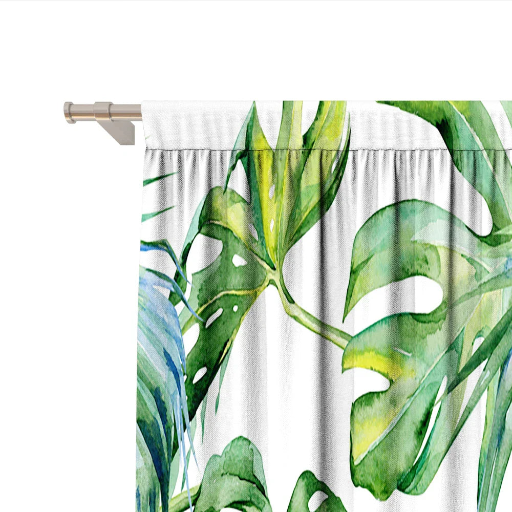 Tropical Leaf Gauze Curtain for Kitchen, Living Room, Balcony, Garden