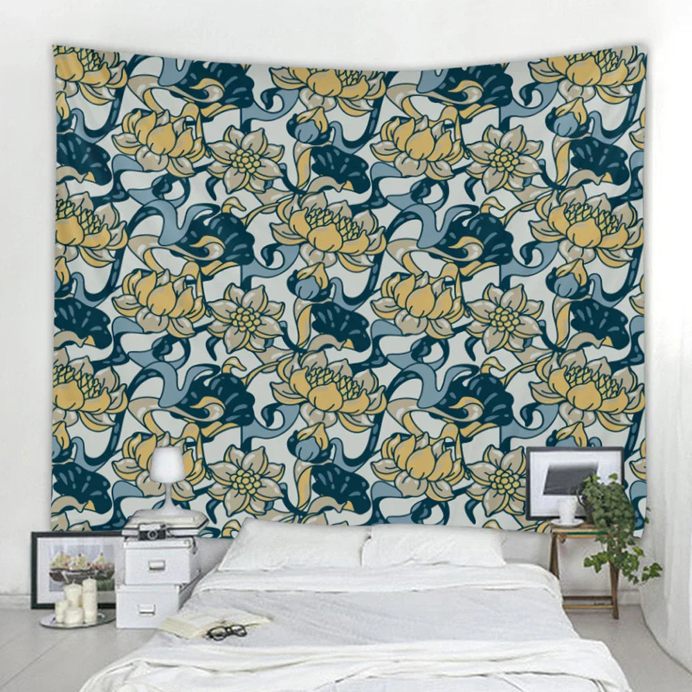Floral Mandala Tapestry Wall Hanging for Boho Room Decor