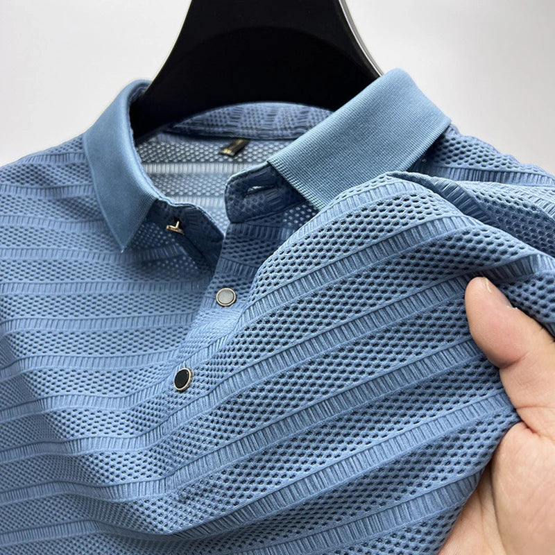 Zakenda | ABRAHAM - Polo en soie de première qualité pour homme - Confort et durabilité