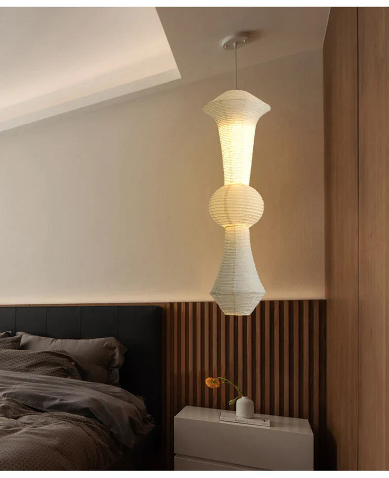 "Afralia™ Akari Rice Paper Pendant Lamp for Living Room Bedroom, LED Hanging Light"