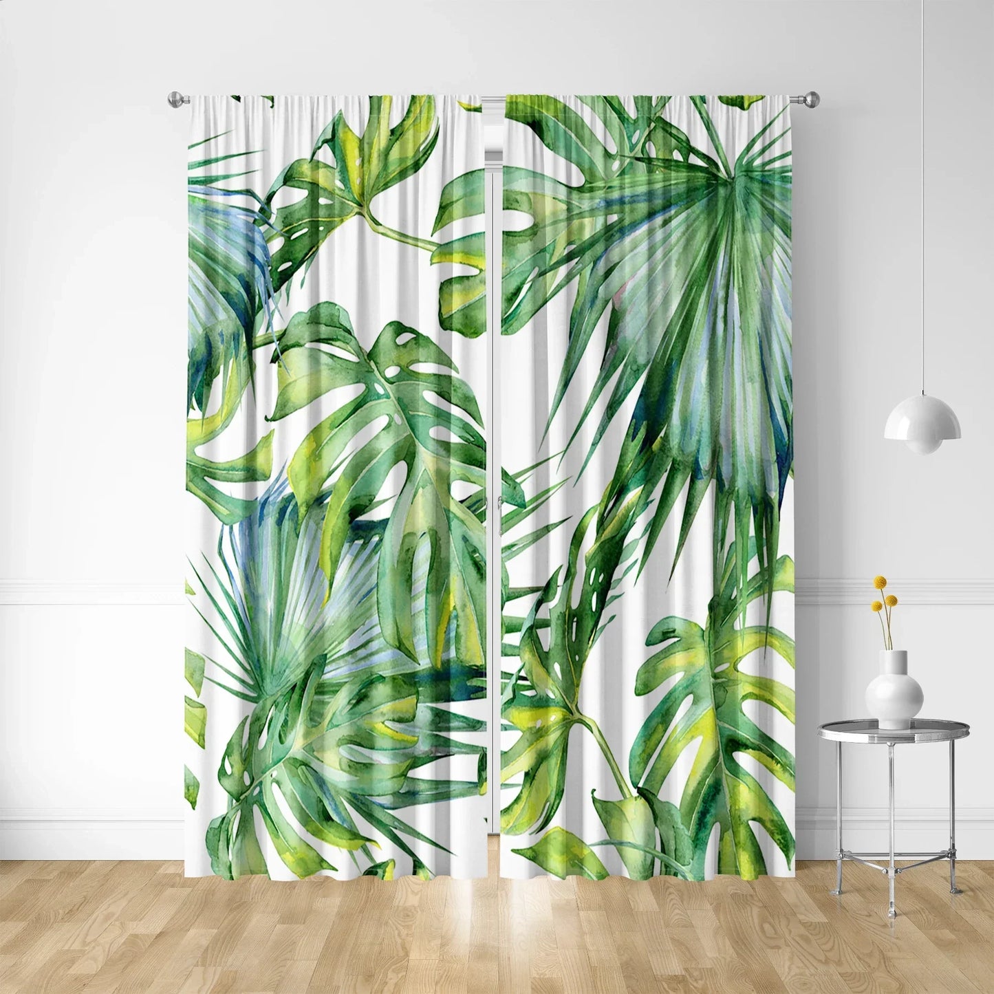 Tropical Leaf Gauze Curtain for Kitchen, Living Room, Balcony, Garden