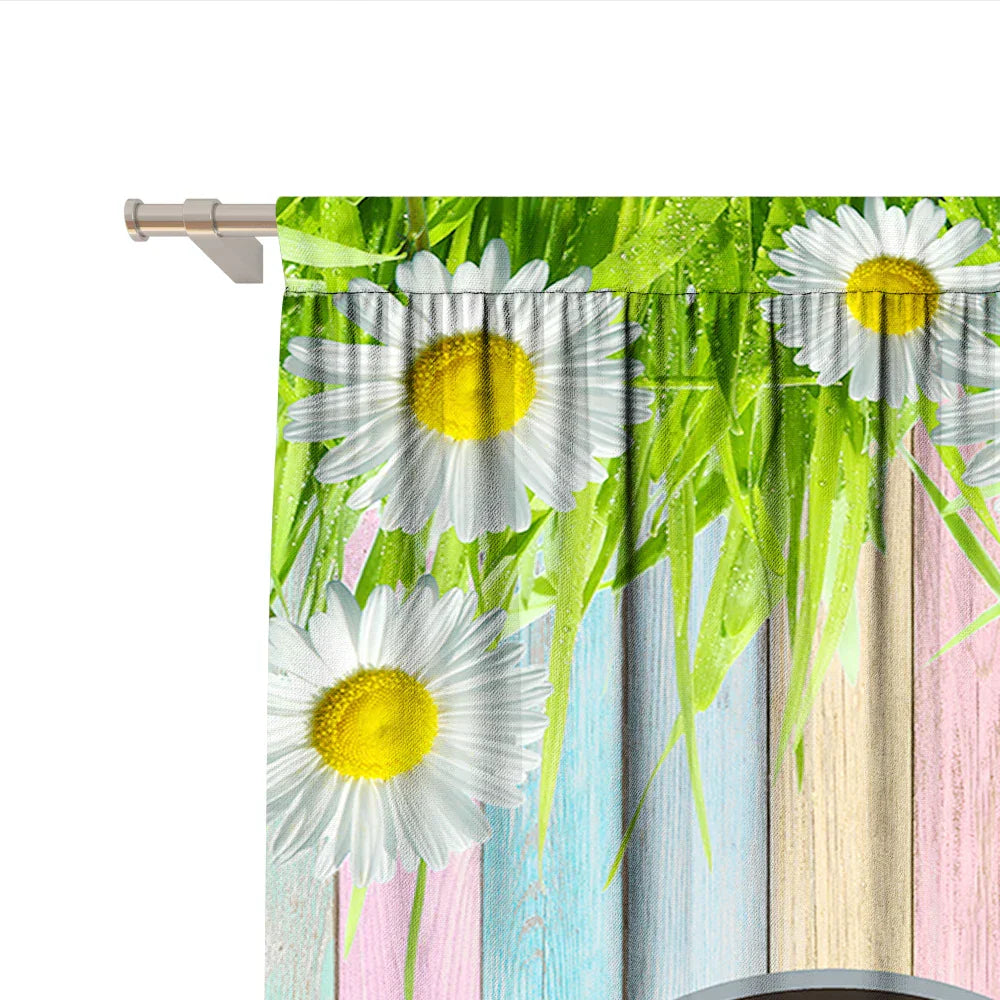 Easter Curtains with Pole Pocket, Ideal for Kitchens, Living Rooms, Balconies, Gardens