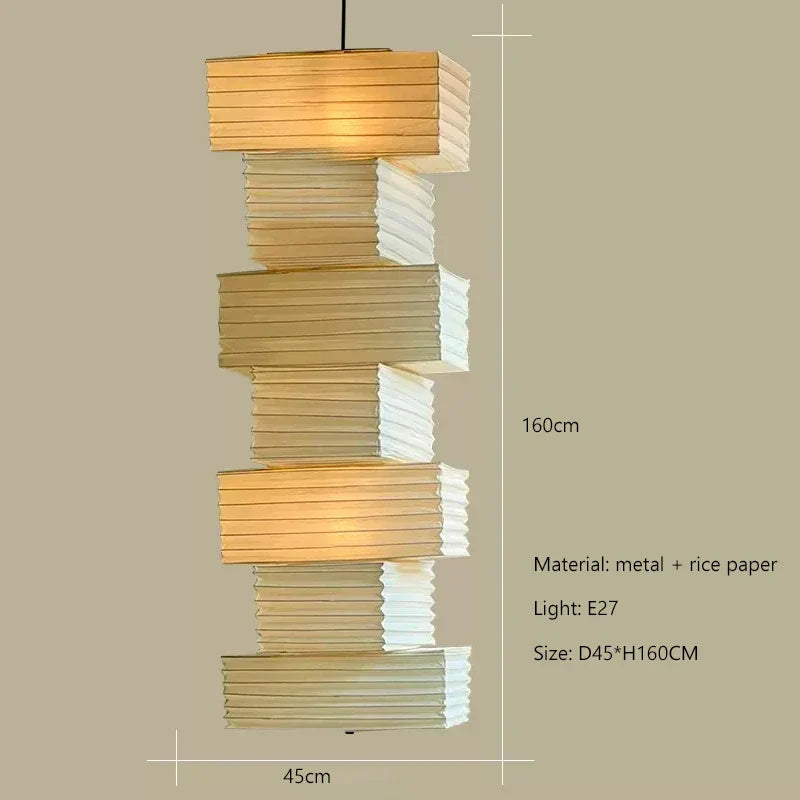 "Afralia™ Akari Rice Paper Pendant Lamp for Living Room Bedroom, LED Hanging Light"