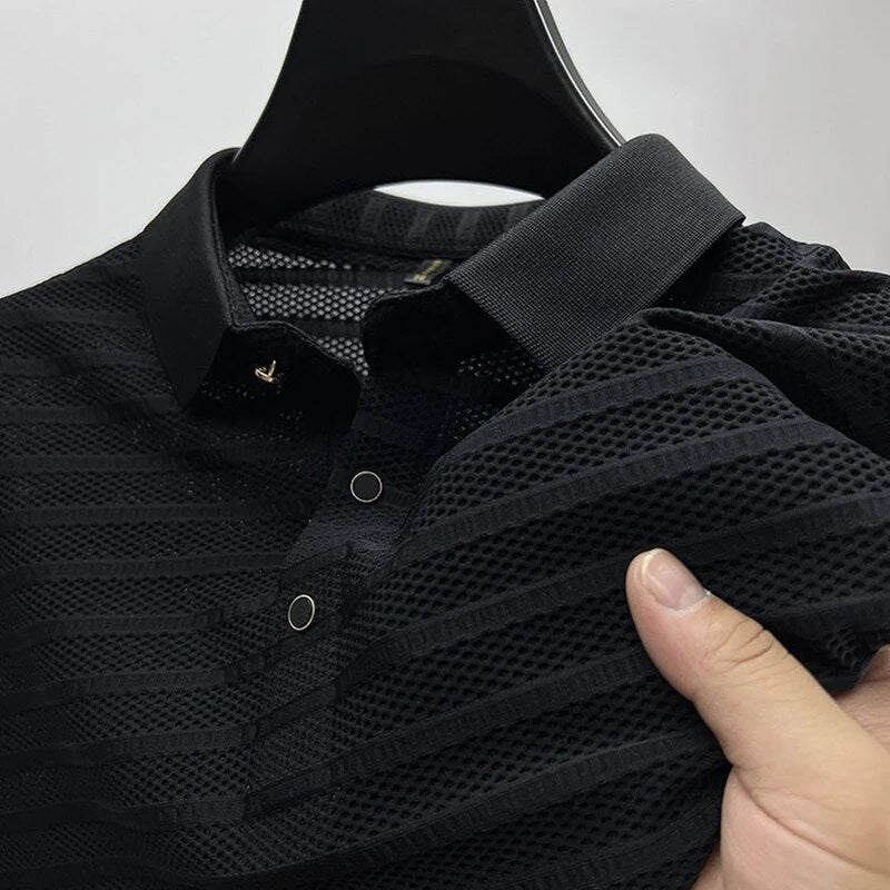 Zakenda | ABRAHAM - Polo en soie de première qualité pour homme - Confort et durabilité