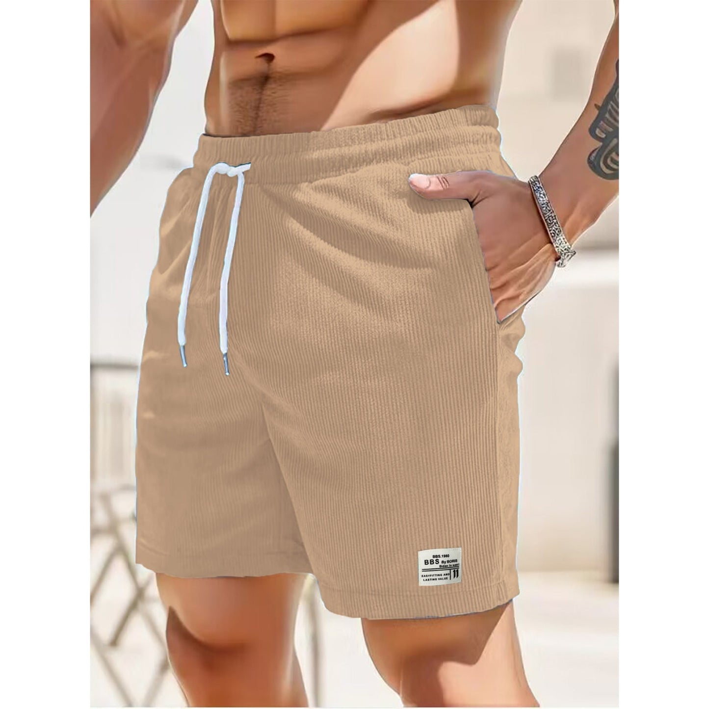 Zakenda | Azure Short de loisirs pour hommes avec grandes poches