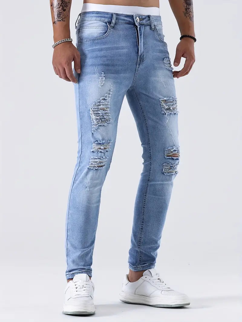 Zakenda | Gabriel - jeans à rayures déchirés et décontractés pour hommes