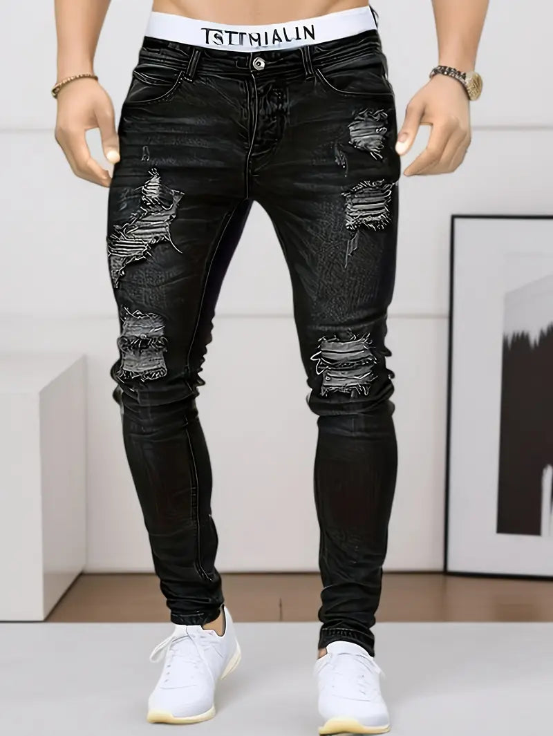 Zakenda | Gabriel - jeans à rayures déchirés et décontractés pour hommes