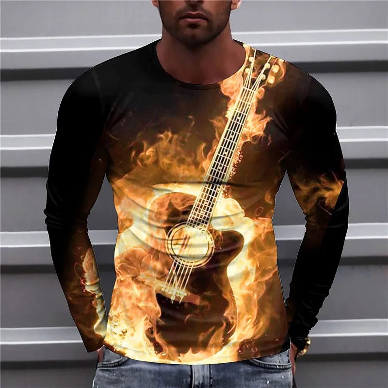 Zakenda | Chay - sweat-shirt bleu guitare pour homme