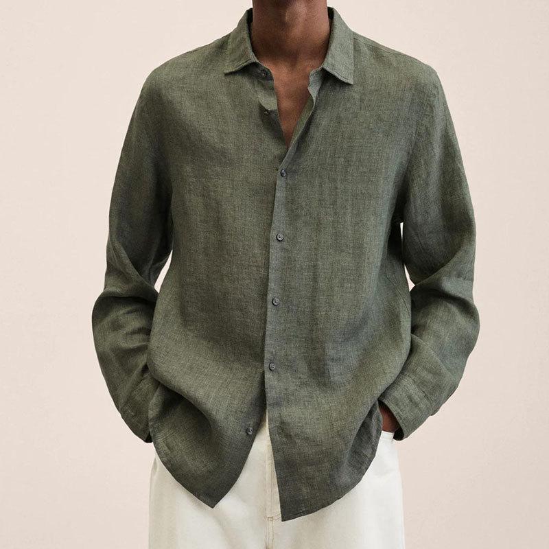 Zakenda | Chemise pour homme à revers en coton et lin