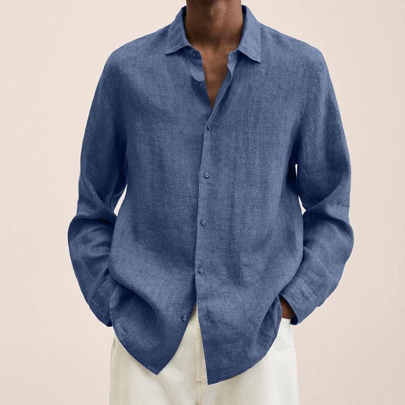 Zakenda | Chemise pour homme à revers en coton et lin