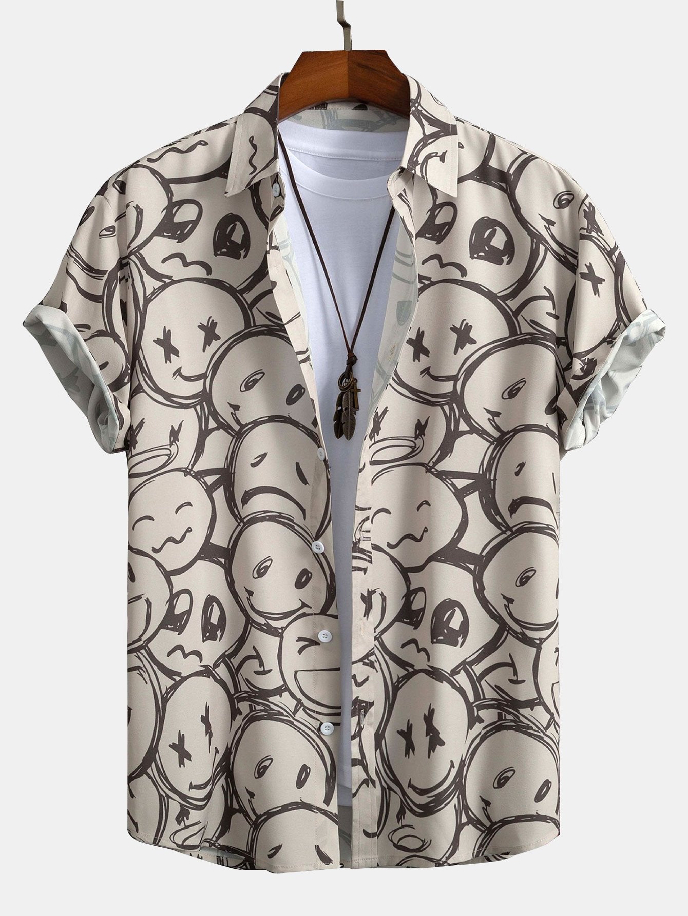 Zakenda | Chemise beige avec imprimé de caractère