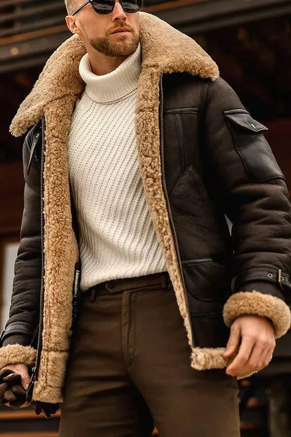 Zakenda | Hommes camel élégant blouson en cuir volant