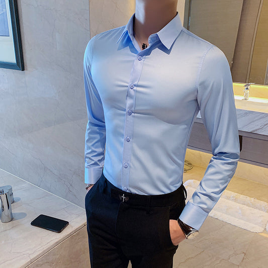Zakenda | Chemise d'affaires élégante pour homme, coupe slim et col Kent