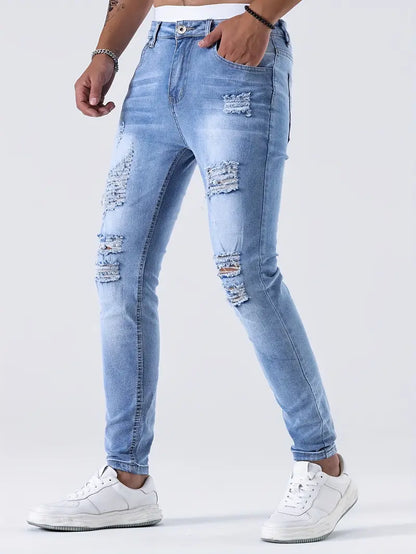 Zakenda | Gabriel - jeans à rayures déchirés et décontractés pour hommes