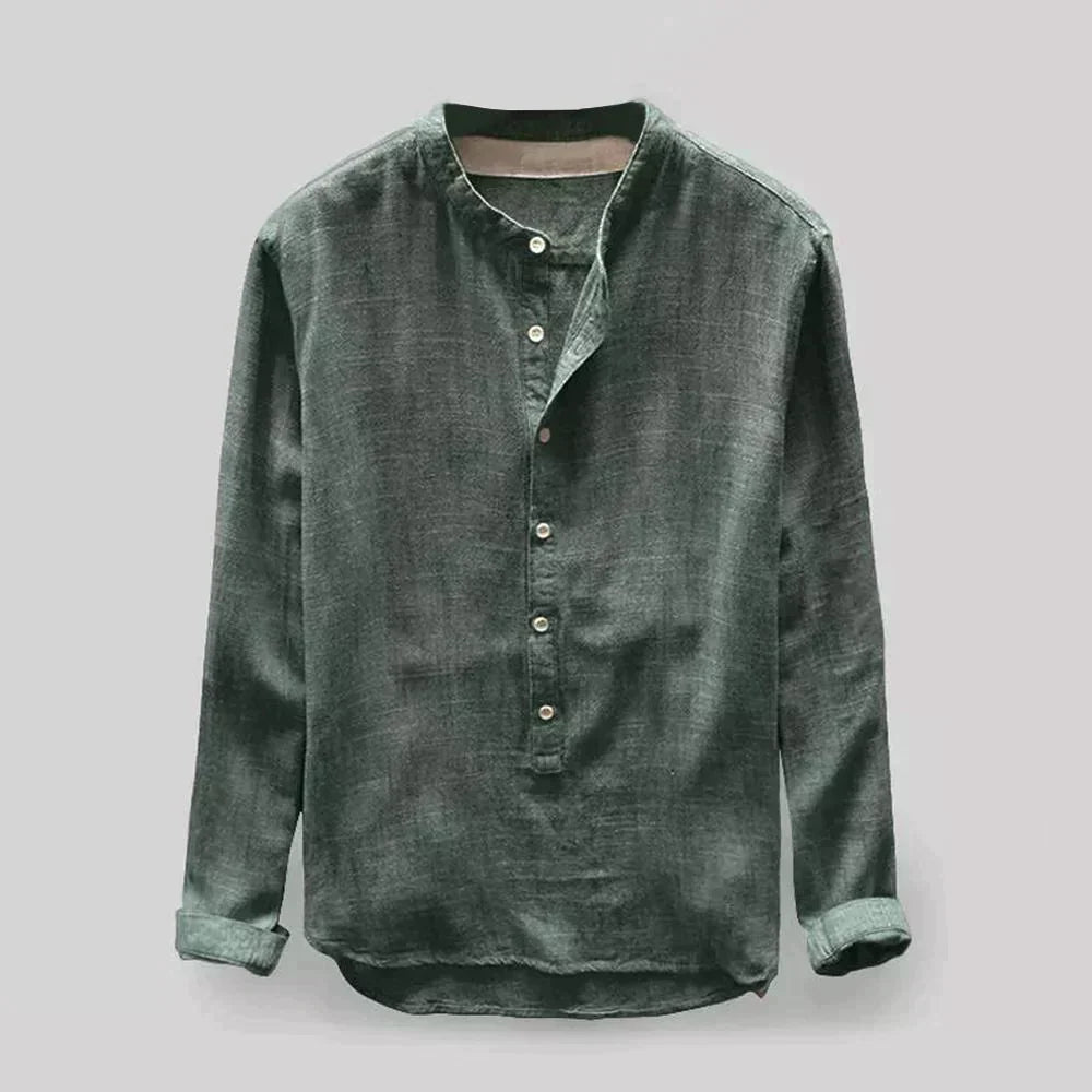 Zakenda | Chemise en denim pour homme à texture douce et col rond
