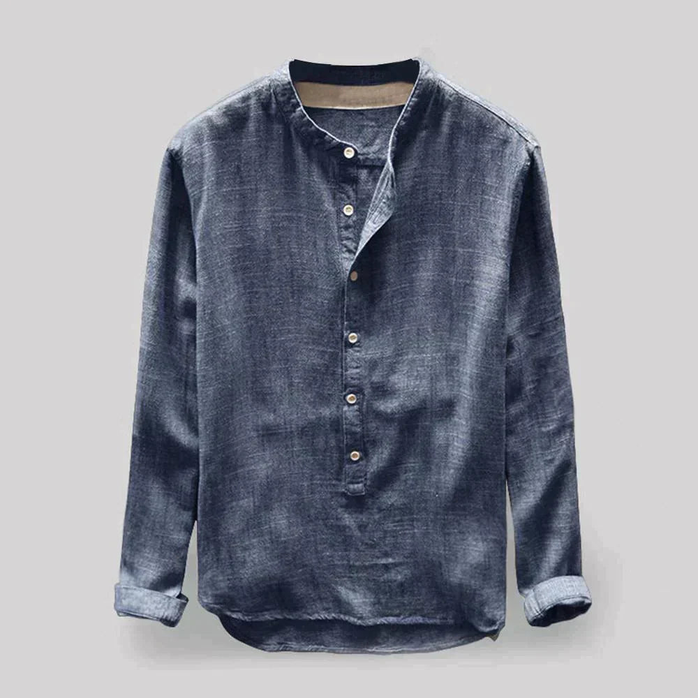 Zakenda | Chemise en denim pour homme à texture douce et col rond