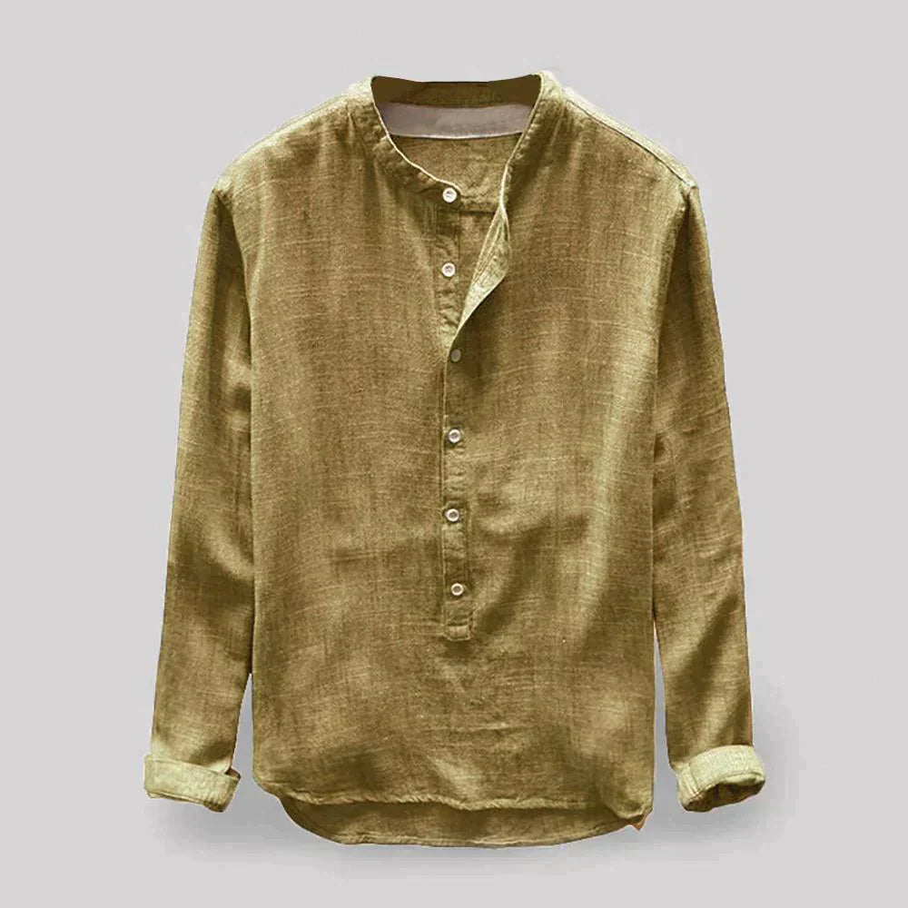 Zakenda | Chemise en denim pour homme à texture douce et col rond