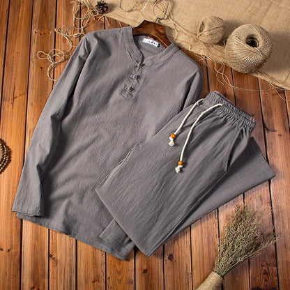 Zakenda | Ensemble 2 pièces chemise à manches longues et pantalon avec ceinture élastique