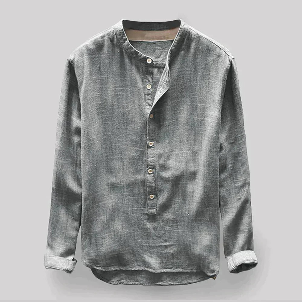 Zakenda | Chemise en denim pour homme à texture douce et col rond