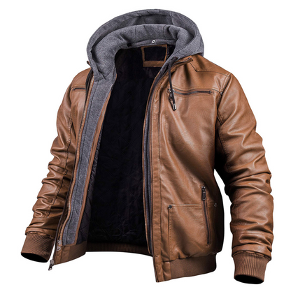 Zakenda | Élégant blouson d'hiver en cuir premium avec capuche