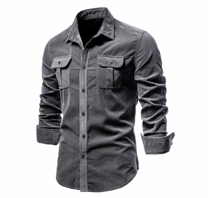 Zakenda | Chemise élégante en velours côtelé avec col