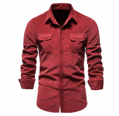 Zakenda | Chemise élégante en velours côtelé avec col