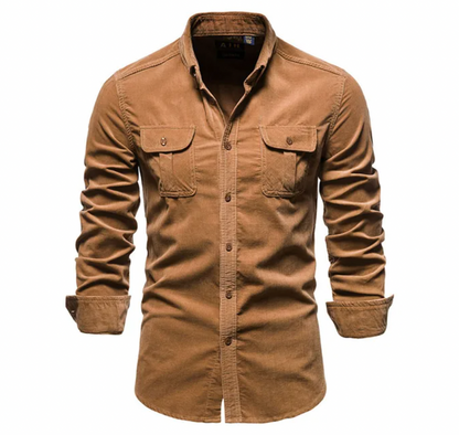 Zakenda | Chemise élégante en velours côtelé avec col