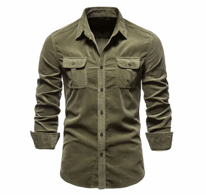 Zakenda | Chemise élégante en velours côtelé avec col
