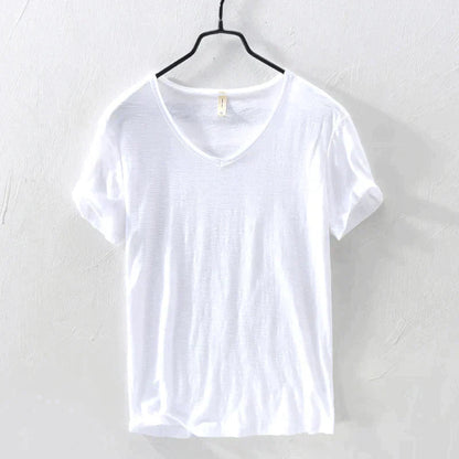 Zakenda | T-shirt blanc col V pour homme