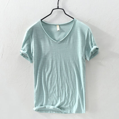 Zakenda | T-shirt blanc col V pour homme