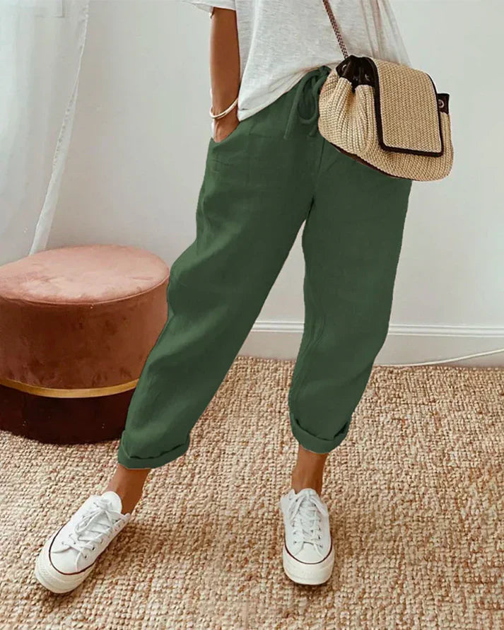 Zakenda | Anna - pantalon simple en lin de coton