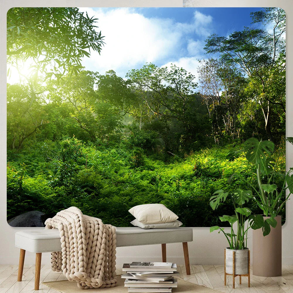 Forest Print Large Tapestry Boho Wall Hanging Bedroom Decor