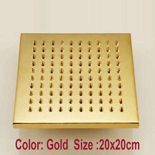 Gold Square OverHead Rain Shower Head Copper Bathroom Shower