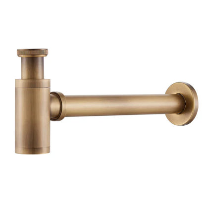 Brass Basin Wast Drain P-trap for Bathroom Sink - Black/Brushed Gold/Chrome