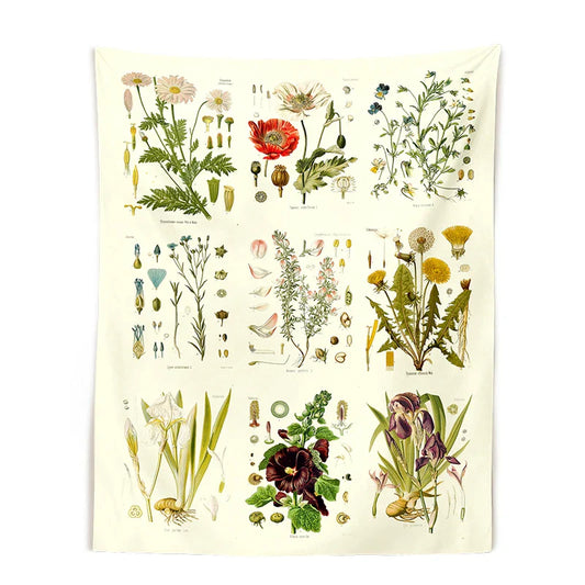 Wildflower Garden Tapestry Wall Hanging: Vintage Floral Art Tapestries for Colorful Home Decor