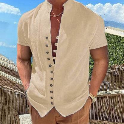 Zakenda | T-shirt homme Henley avec patte de boutonnage unique et coton doux