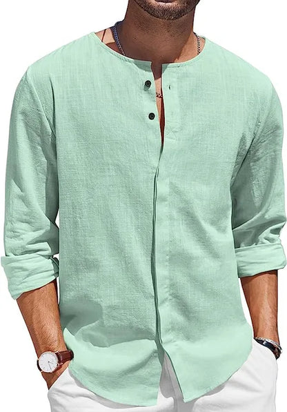 Zakenda | Chemise en lin noir Casual