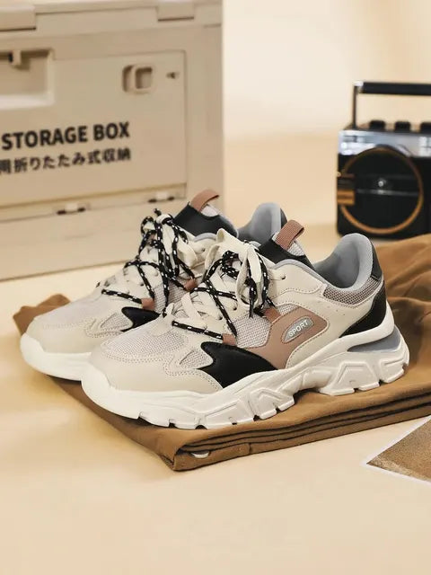 Zakenda | Baskets pour hommes avec bride avant et légers points de couture contrastés