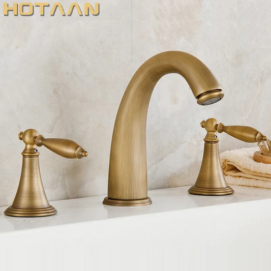 Antique Brass Bath Mixer Set with Hand Shower