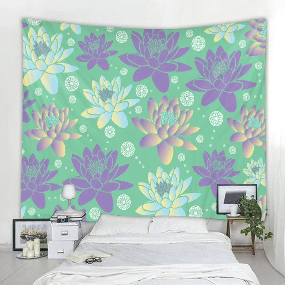 Floral Mandala Tapestry Wall Hanging for Boho Room Decor