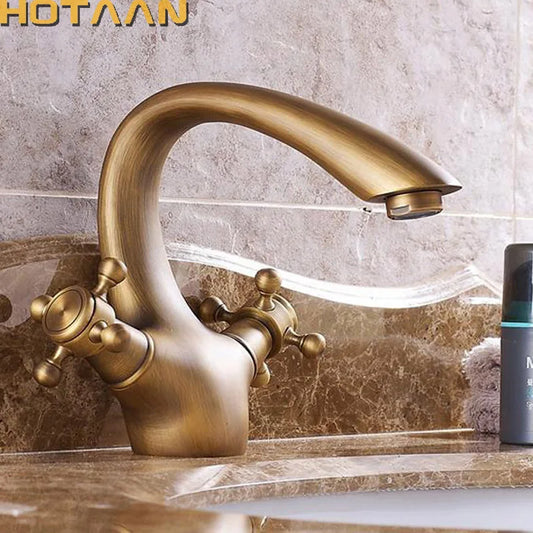 Gold Bathroom Sink Faucet with 2 Handles - Luxury Basin Mixer Tap
