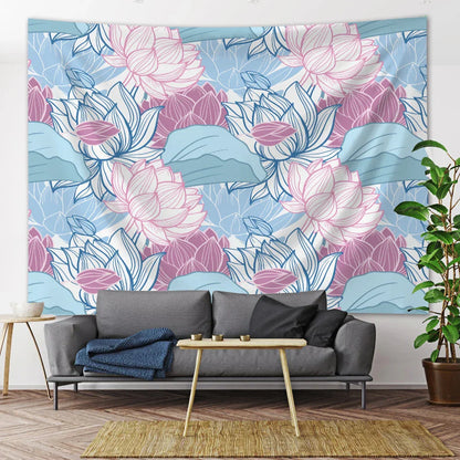 Floral Mandala Tapestry Wall Hanging for Boho Room Decor