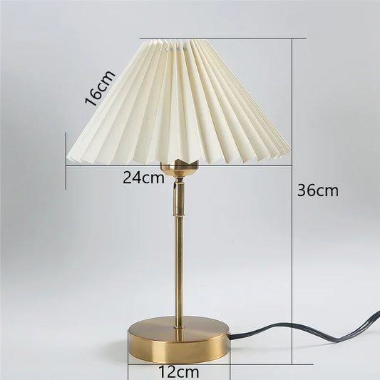 Adjustable Pleated Table Lamp Nordic Retro LED Desk Light for Living Room Bedroom by Afralia™