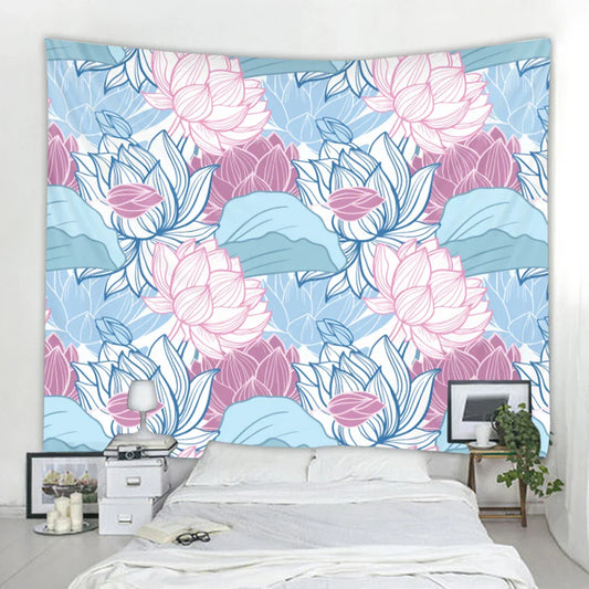 Floral Mandala Tapestry Wall Hanging for Boho Room Decor